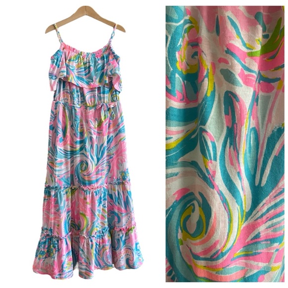 Lilly Pulitzer Other - Lilly Pulitzer Seraphina Maxi Dress in Multi Carnivale Coral 6